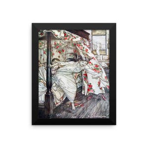Arthur Rackham Venus and the Cat Framed poster, Arthur Rackham Vintage Art Illustration Framed