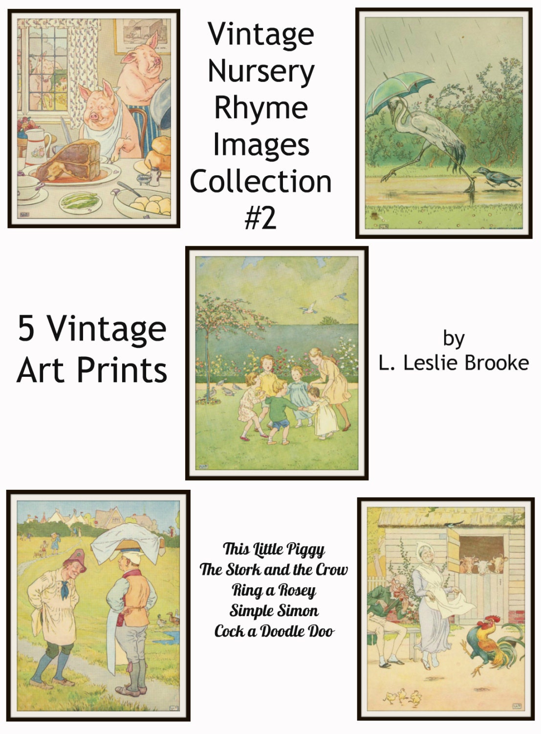 Vintage Nursery Rhyme Wall Art Collection 2 5 Vintage Prints | Etsy