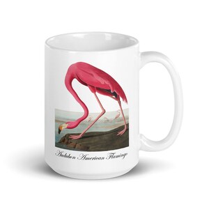 John James Audubon Flamingo Mug, Double Sided Pink Flamingo Mug, Audubon Flamingo Mug Gift, Audubon Art Mug