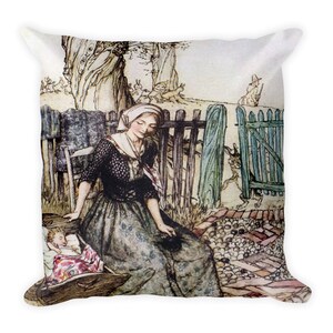 Arthur Rackham Bye Baby Bunting Square Pillow, Mother&#39;s Day Gift Print Pillow