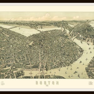 Gedruckt Jahrgang Boston Karte Plakat-Kunst-Bild Reproduktion, ungerahmt, Druckbogen, Wandkunst, Wohnkultur, Poster