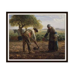 Jean-François Millet Vintage Art Print "Potato Farmers" Giclee Art Print, Fine Art Reproduction Unframed  5 x 7",  8 x 10" or 11 x 14"