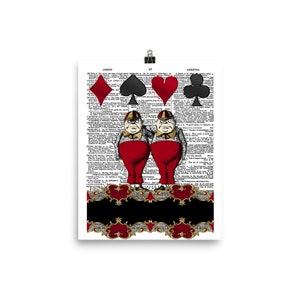 Alice in Wonderland Tweedle Dee and Tweedle Dum Dictionary Art Print Poster