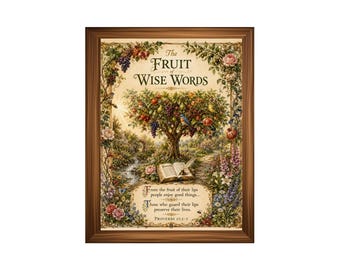 Printed  "The Fruit of Wise Words"  – Proverbs 13:2–3   Scripture Art Print |  Bible Verse Poster |  Inspirational Christian Home Décor