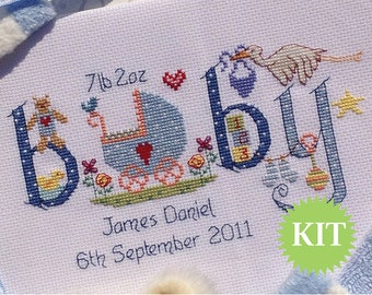 Baby BOY - Customisable Cross Stitch - Printed PATTERN or KIT