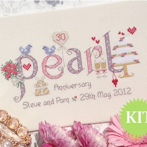 Perle pour 30e anniversaire de mariage, motif personnalisable ou KIT imprimé au point de croix
