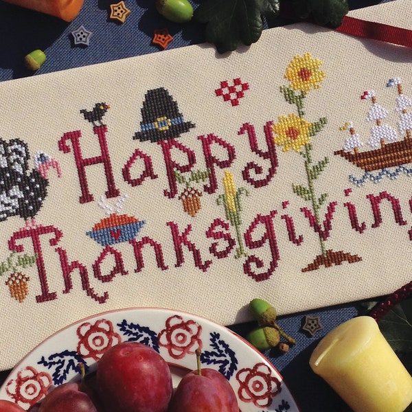 Happy Thanksgiving Cross Stitch - Instant Download pdf Pattern