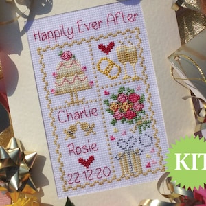 Happily Ever After Wedding Card KIT or Printed PATTERN - customisable with Numbers and Alphabet