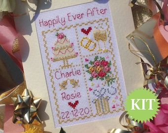 Happily Ever After Wedding Card KIT or Printed PATTERN - customisable with Numbers and Alphabet