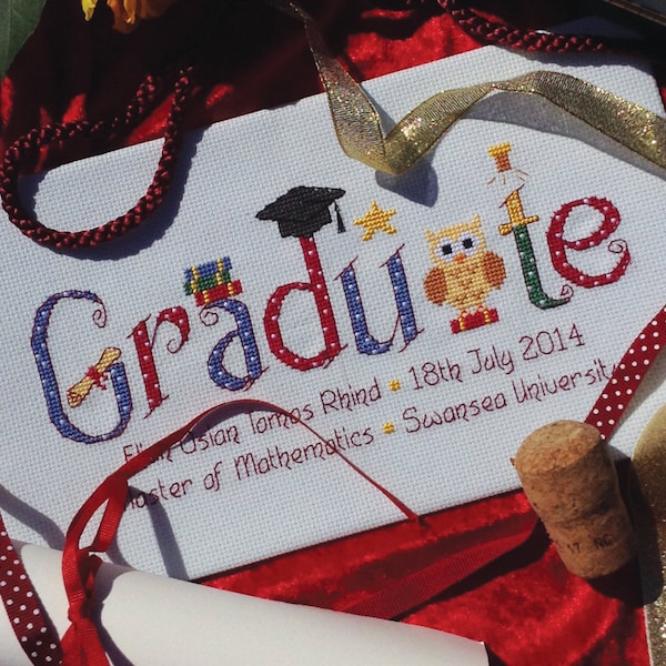 GRADUATE - Customisable Cross Stitch Printed PATTERN or KIT