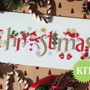 Christmas Cross Stitch Printed PATTERN or KIT