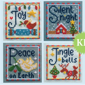 Tarjetas de Navidad de Alegría, Noche de Paz, Paz en la Tierra y Jingle Bells PATRÓN o KIT impreso