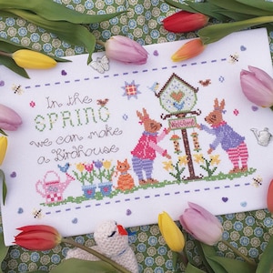FRÜHLING Vogelhaus PDF Kreuzstich Digitaler Download GWANWYN