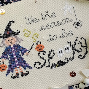 Be Spooky Witch Cross Stitch Downloadable PDF Pattern Digital