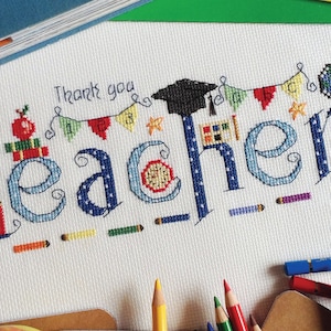 Thank you Teacher Cross Stitch Chart - Digital Format PDF Pattern