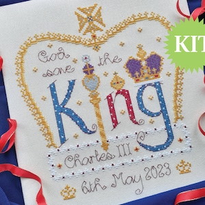 God Save the King Coronation  - Cross Stitch Chart or Kit