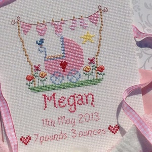 New Baby Girl Customisable Cross Stitch Downloadable PDF Pattern