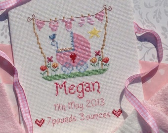 New Baby Girl Customisable Cross Stitch Downloadable PDF Pattern