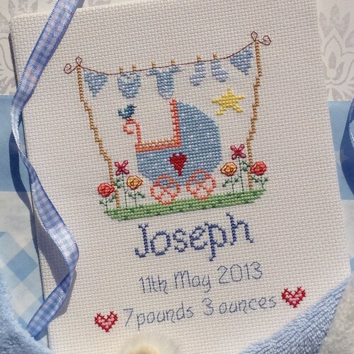 New Baby Boy Or Girl Customisable Cross Stitch Pattern Or Kit Etsy