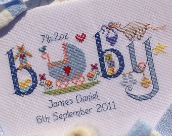 Baby Boy Customisable Cross Stitch Chart - Digital Format PDF Pattern