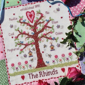 Family Tree Customisable Cross Stitch PDF pattern