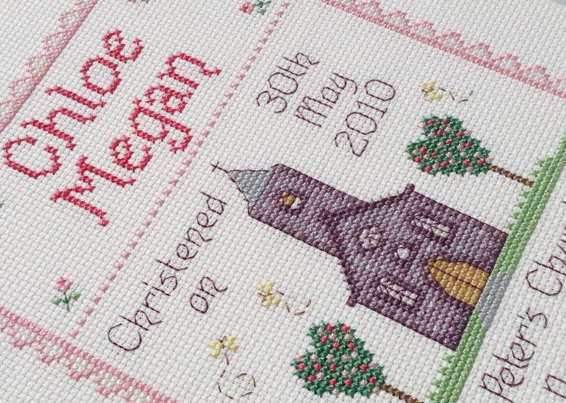 Girl Christening Customisable Cross Stitch Chart Digital Etsy