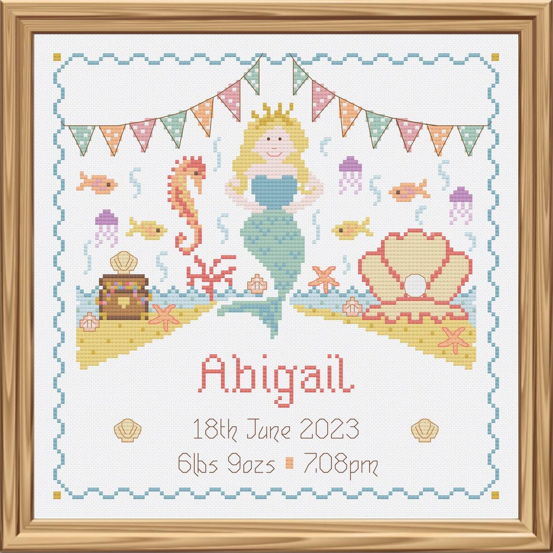 Mermaid PDF CHART Cross Stitch Pattern PDF Download Personalized ...