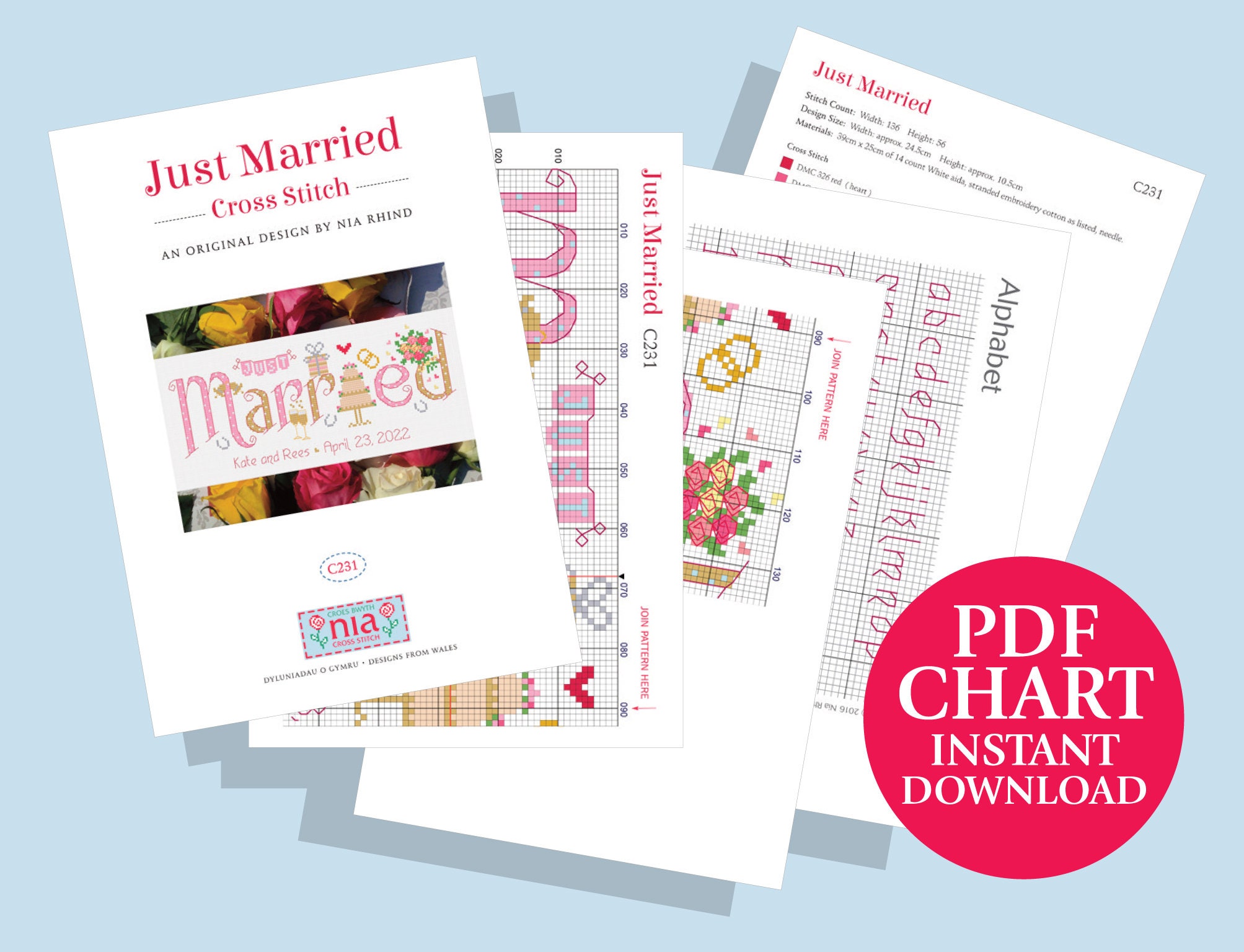 Just Married Wedding Digital Downloadable PDF Pattern - Etsy UK