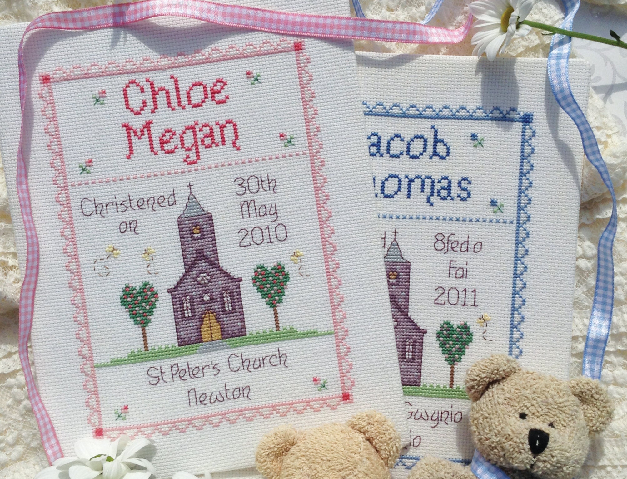 Girl or Boy Christening Customisable Cross Stitch Chart - Digital Format PDF Pattern