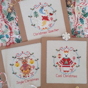 Wir drei festliche Freunde PDF Pattern Weihnachtskarten Kreuzstichvorlage - Digital Format PDF Pattern