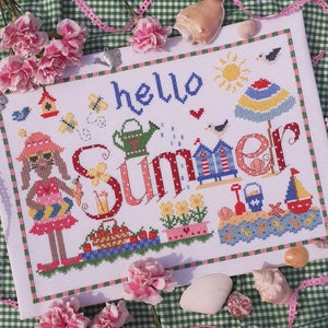 Hello Summer Cross Stitch Printed CHART or KIT
