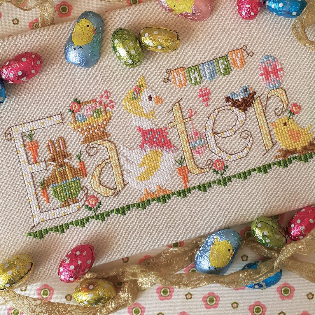 Happy Easter PDF Cross Stitch- Digital PDF Pattern Download - Etsy