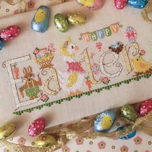Happy Easter PDF Cross Stitch- Digital PDF Pattern Download
