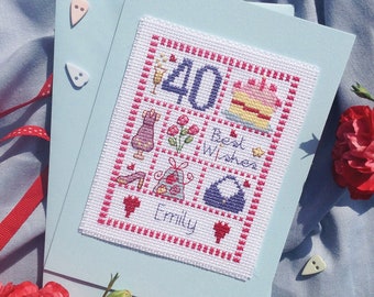 Female Birthday Card customisable with Numbers and Alphabet - Digital Pdf pattern