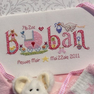 Baban MERCH Welsh Baby Girl Customisable Cross Stitch Chart - Digital Format PDF Pattern