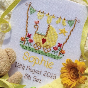 New Baby Neutral Customisable Cross Stitch Printed PATTERN or KIT