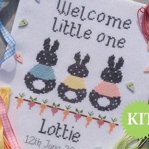 Bunny Baby Muestreador de nacimiento personalizable Cross Stitch Patrón impreso o KIT