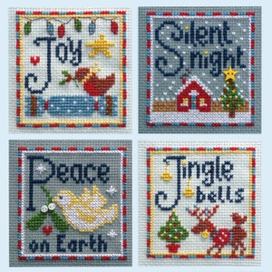 Tarjetas de Navidad Alegría, Noche de Paz, Paz en la Tierra y Jingle Bells - Patrones Formato Digital PDF