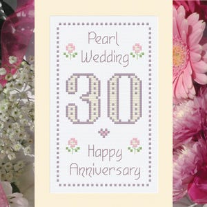 30 pareljubileumkaart PDF-PATROON Digitale download kruissteek