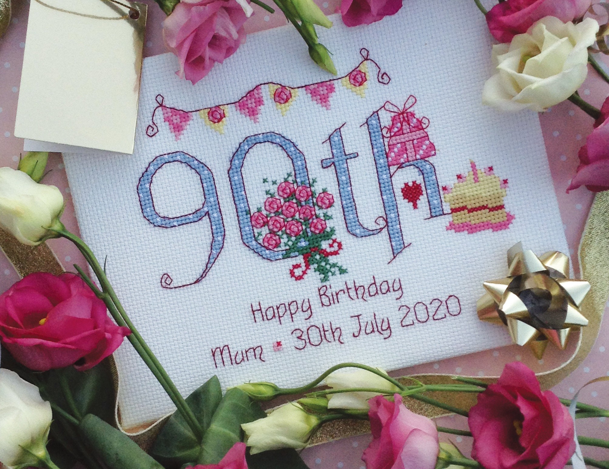 その他 90th Birthday Collection 90th Birthday (numbers) - Customisable Cross Stitch Chart