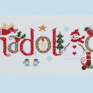 CROSS STITCH KIT Nadolig Llawen Sampler by Riverdrift House Happy Christmas Welsh