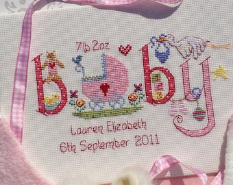 Baby Girl Customisable Cross Stitch Chart - Digital Format PDF Pattern