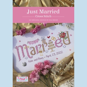 Just Married Wedding - Customisable Cross Stitch Printed CHART or KIT ...
