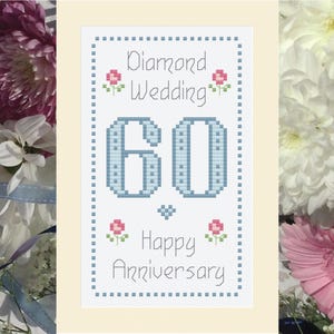 TABLEAU ou KIT de carte d'anniversaire de 60 diamants au point de croix
