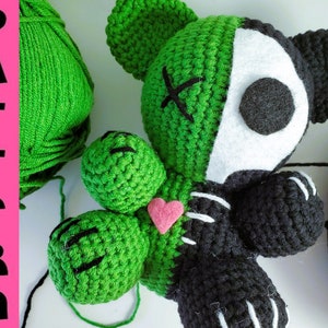 Schema all'uncinetto: Orso Zombie Amigurumi - Peluche scheletro (download PDF)