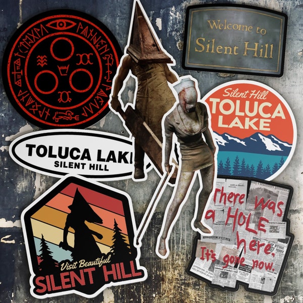 Silent Hill Sticker Pack - Waterproof, Restless Dreams, PT silent hills, silent hill 2, pyramid head, horror game stickers, video games