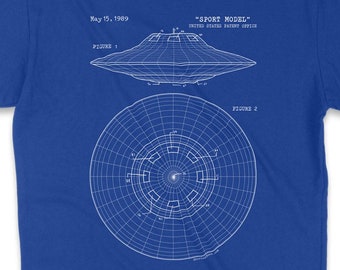 UFO Sport Model Blueprint Tee | Alien T-shirt Roswell Spaceship Crash Bob Lazar