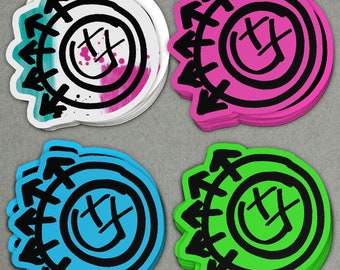blink 182 Laptop Stickers | One More Time, crappy punk rock, blink decals, new album smiley, self-titled, untitled
