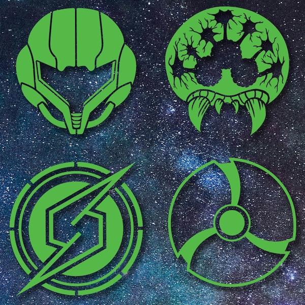 Super Metroid Dread Car Decals, video game decals and stickers, samus aran helmet, morph ball, metroid stickers