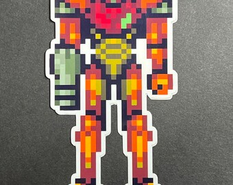 Super Metroid Samus Aran Varia Suit Calcomanías, calcomanías y pegatinas de videojuegos, casco samus aran, morph ball, pegatinas metroid